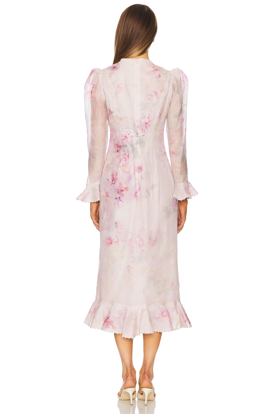 Zimmermann Crush Flower Midi Dress in Pink Floral | REVOLVE