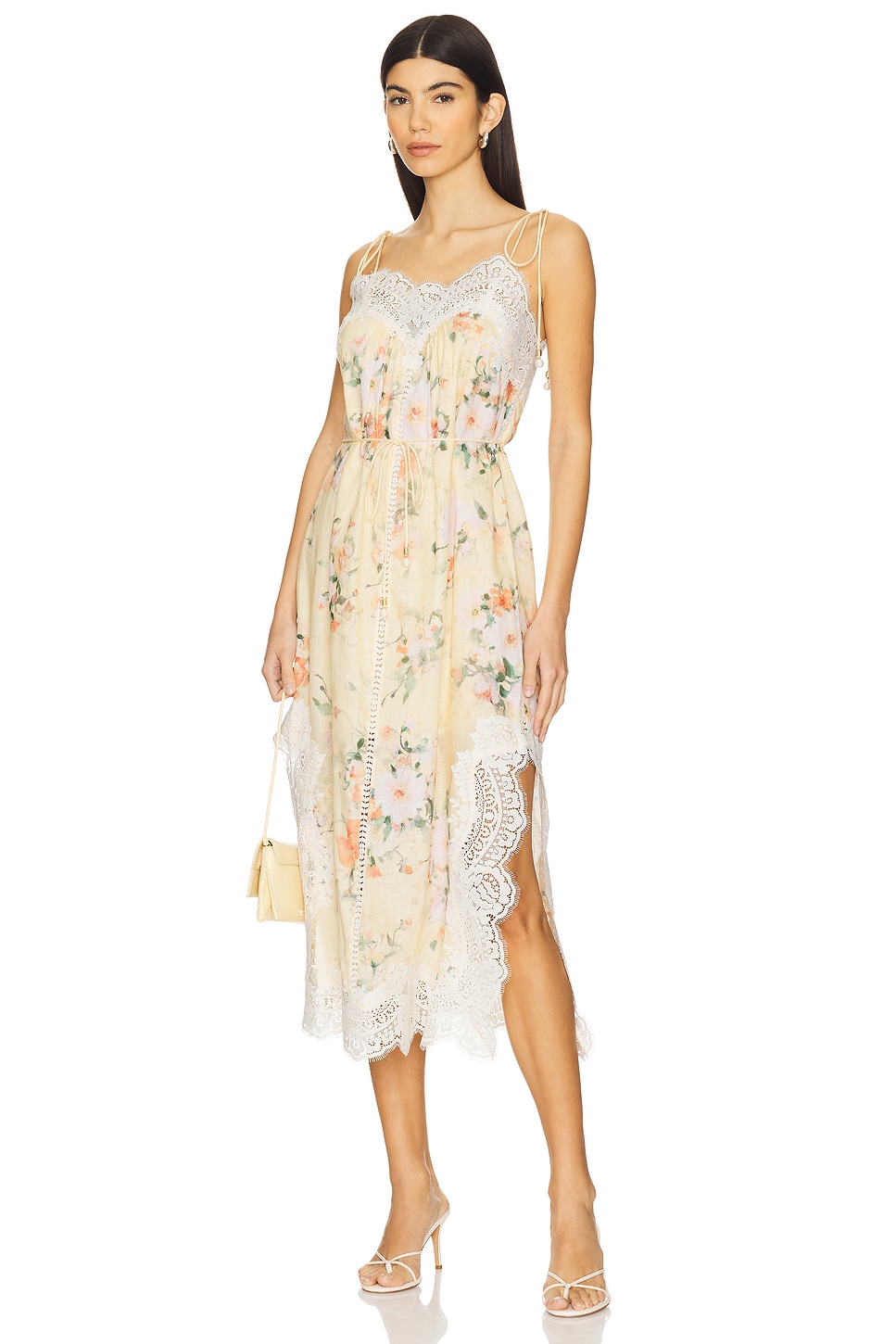 【Zimmermann】EVERLEY TIERED MIDI DRESS ティアード ミディ Everley Lace Trim Midi Dress Pink Online | Zimmermann