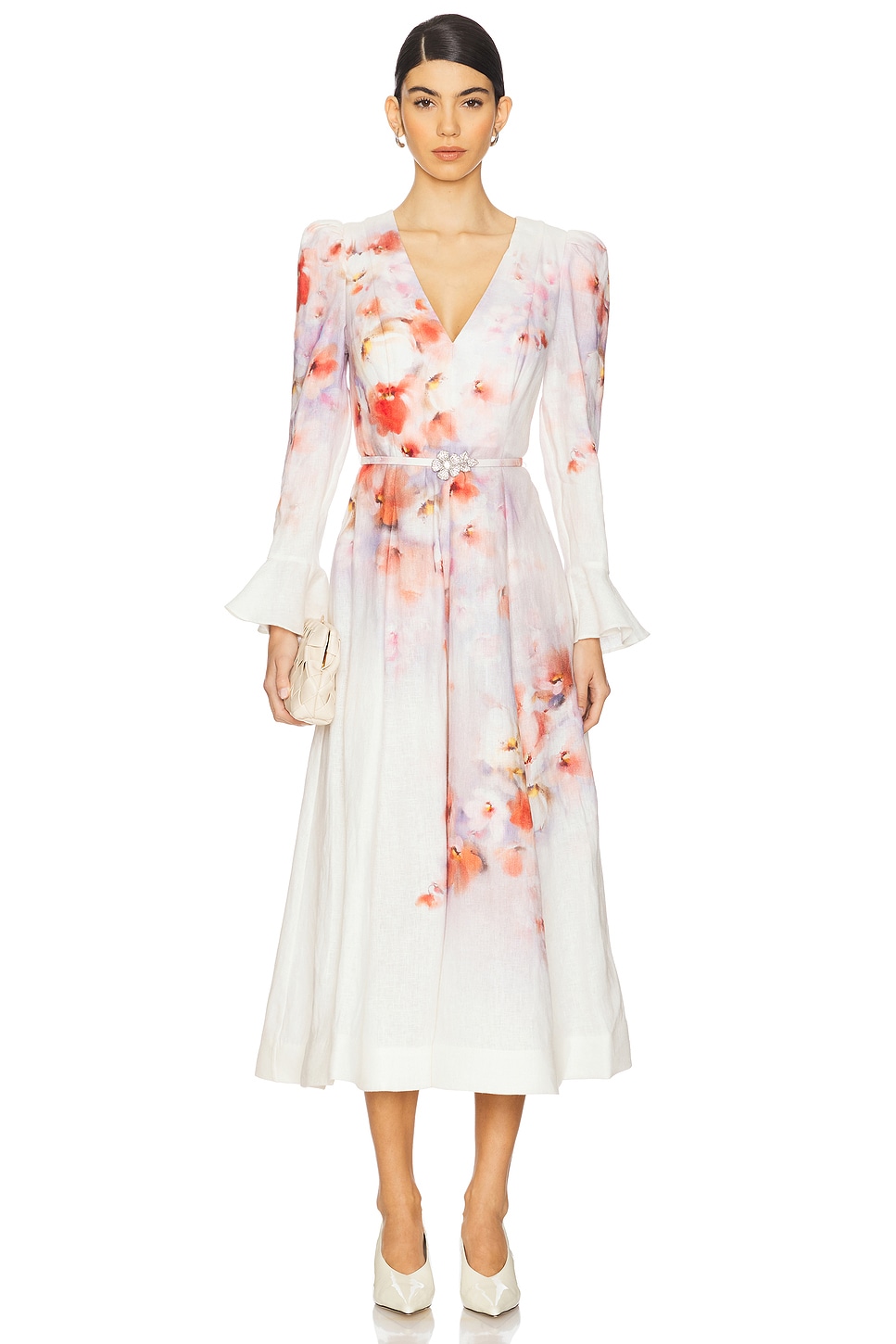 ワンピース ZIMMERMANN 'Crush Frill Sleeved Midi' dress Multicolor Zimmermann Crush Frill-Sleeve Midi Dress - Bergdorf Goodman