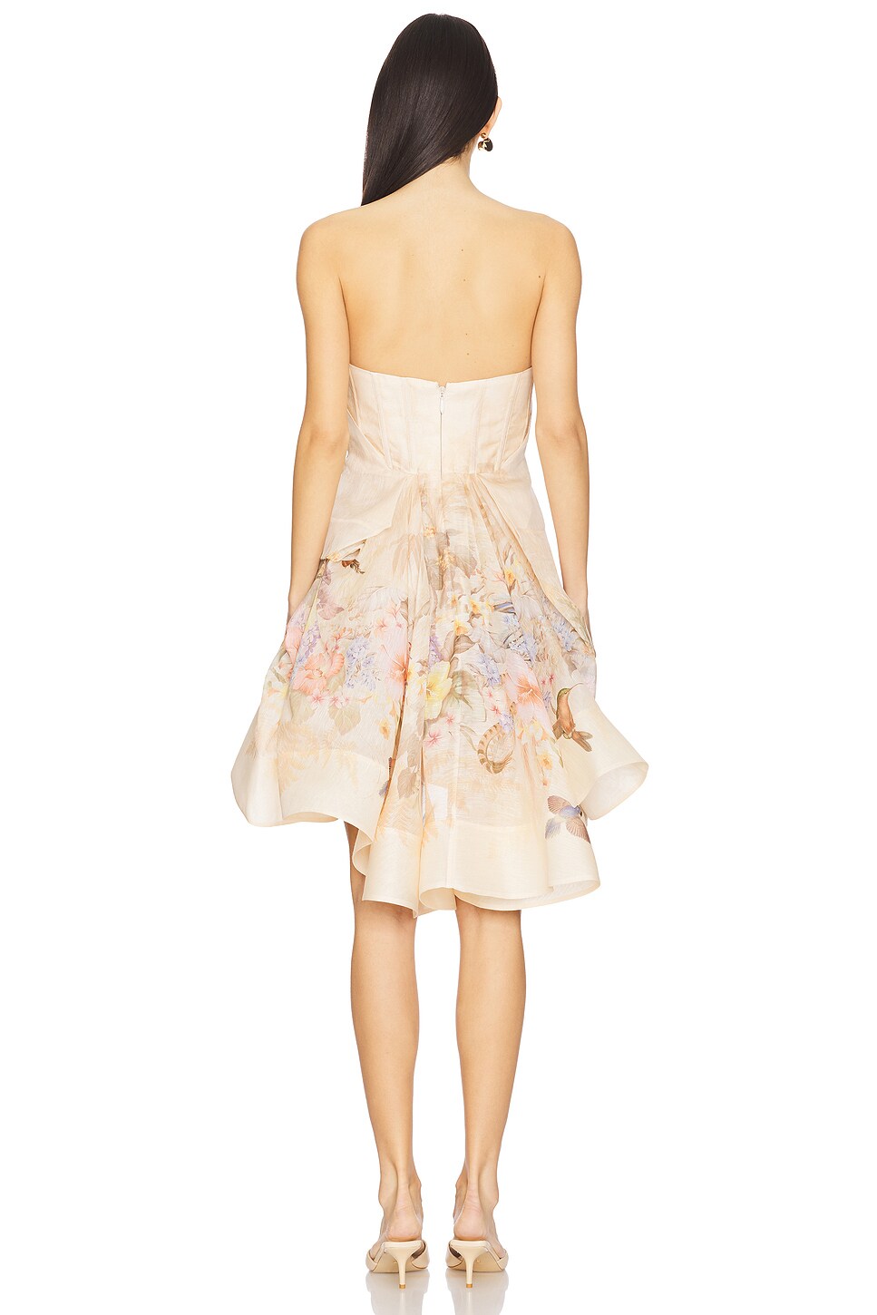 Zimmermann Illuminate Draped Mini Dress in Ivory Tropical