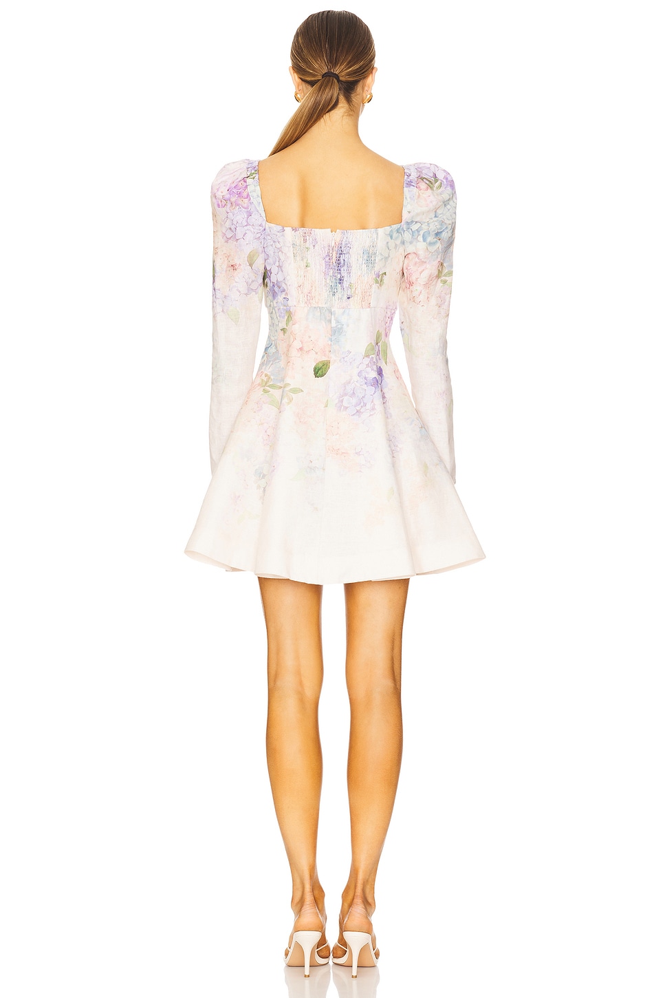 Zimmermann Dawning Puff Sleeve Mini Dress in Multi Hydrangea