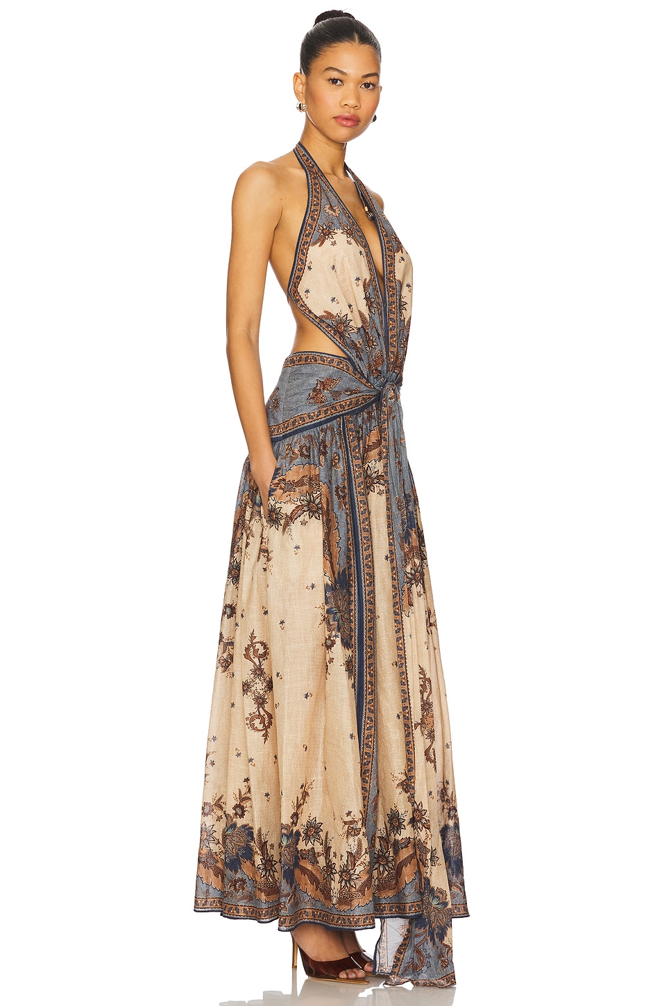 Zimmermann Ascension Plunge Halter Maxi Dress