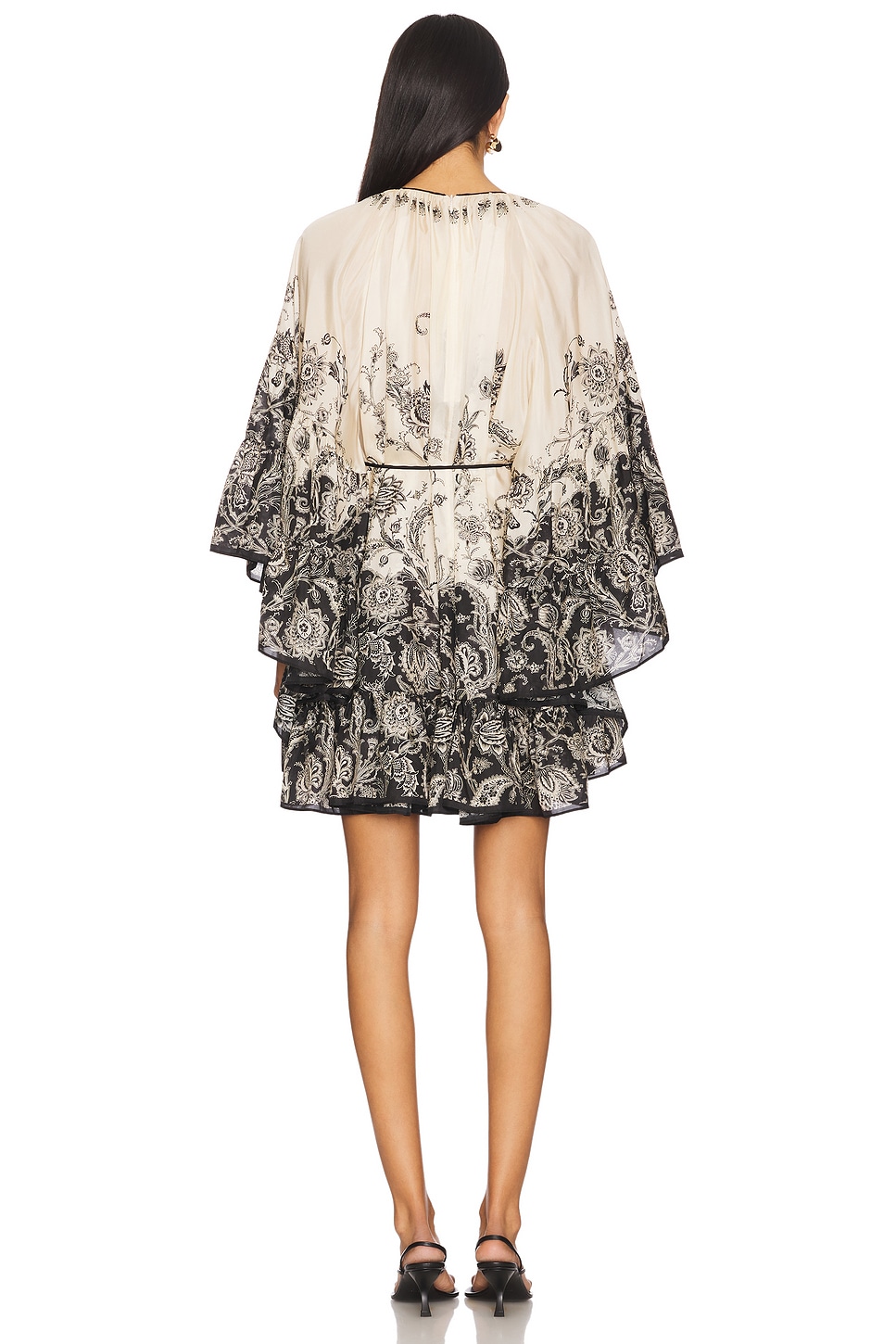 ワンピースその他 ZIMMERMANN Cream Rhiannon mini dress with fantasy print Zimmermann Rhiannon Lantern Mini Dress in Cream & Black