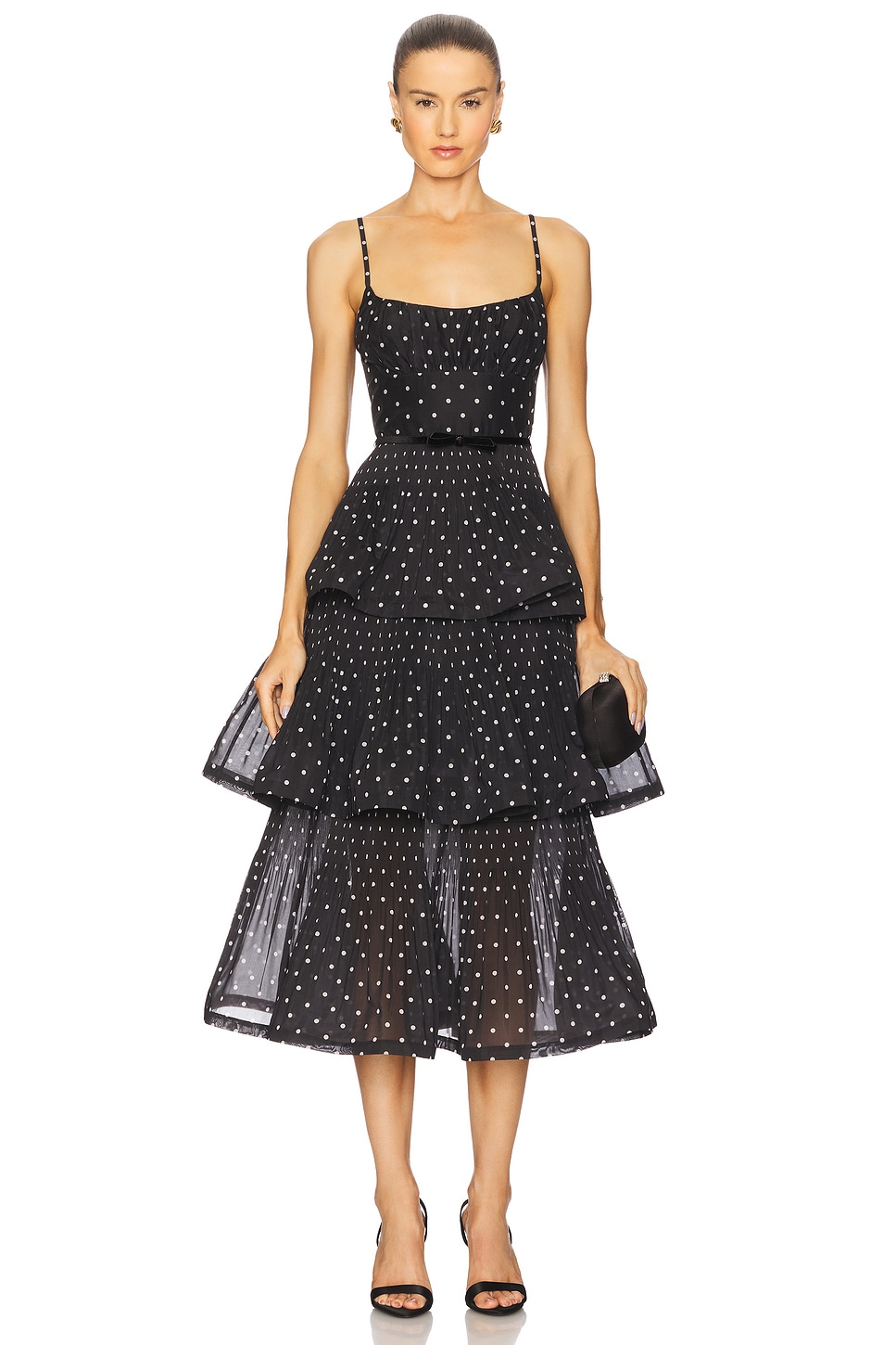 Pleated Tiered Midi Dress