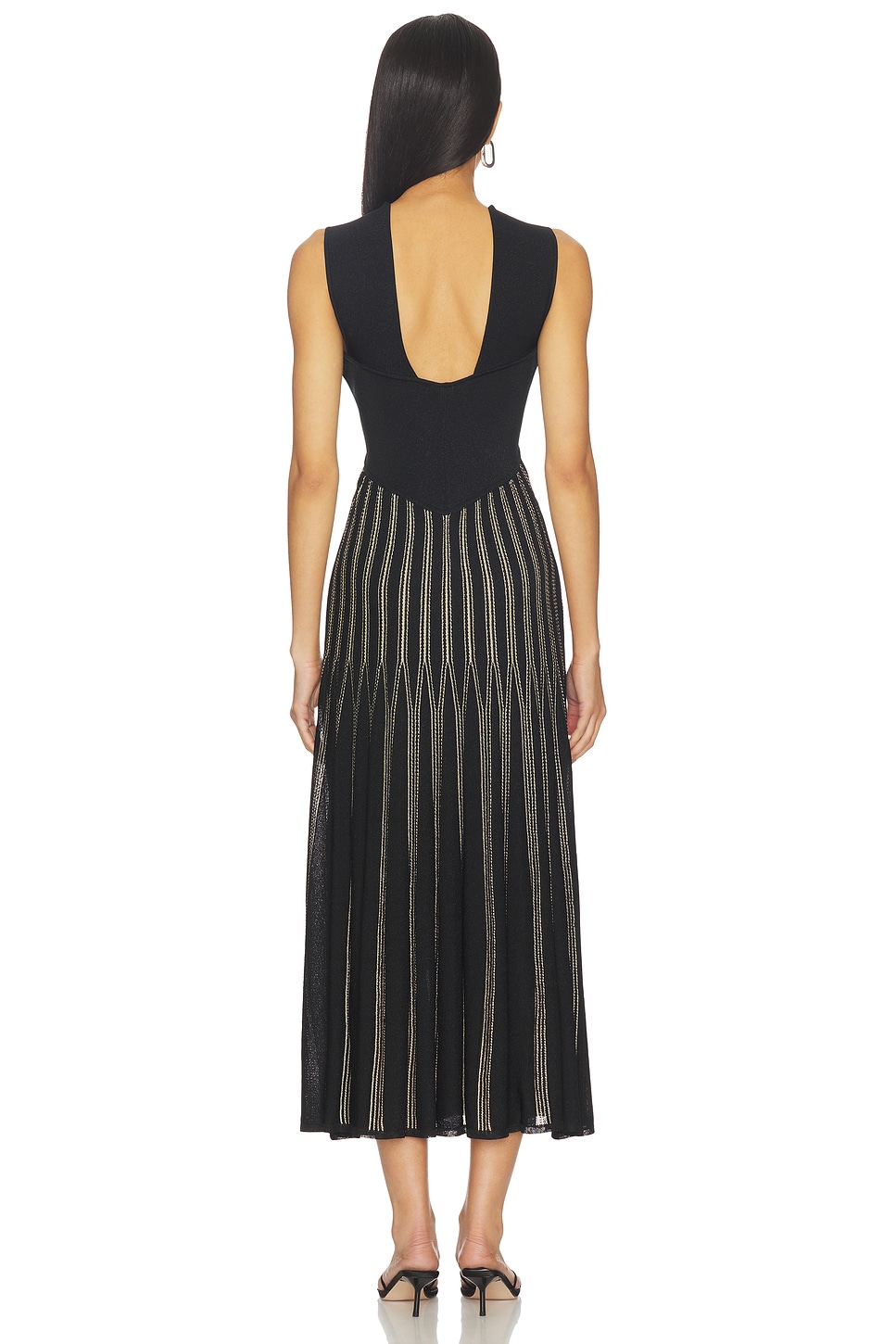 Zimmermann Rebellion Striped Halter Dress in Metallic Black & Gold | REVOLVE