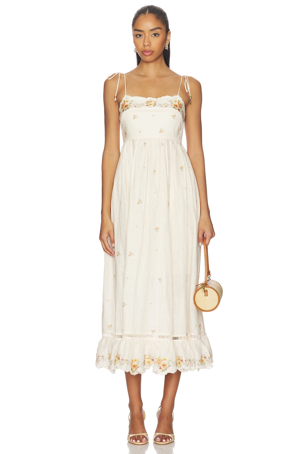 ワンピース verybrain Tight flower cami dress Zimmermann Patience Cami Midi Dress in Cream & Yellow Rose | REVOLVE
