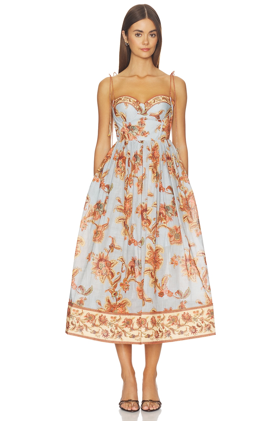 zimmermann corset dress dawning adjustable straps Aster Corset Midi Dress