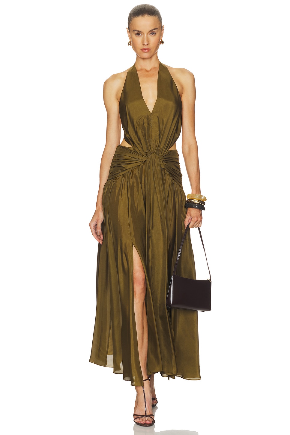 Indra Plunge Halter Maxi Dress