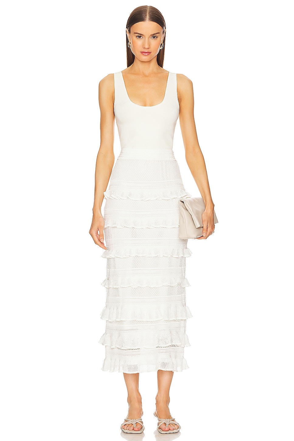 Zimmermann white ruffle skirt hotsell