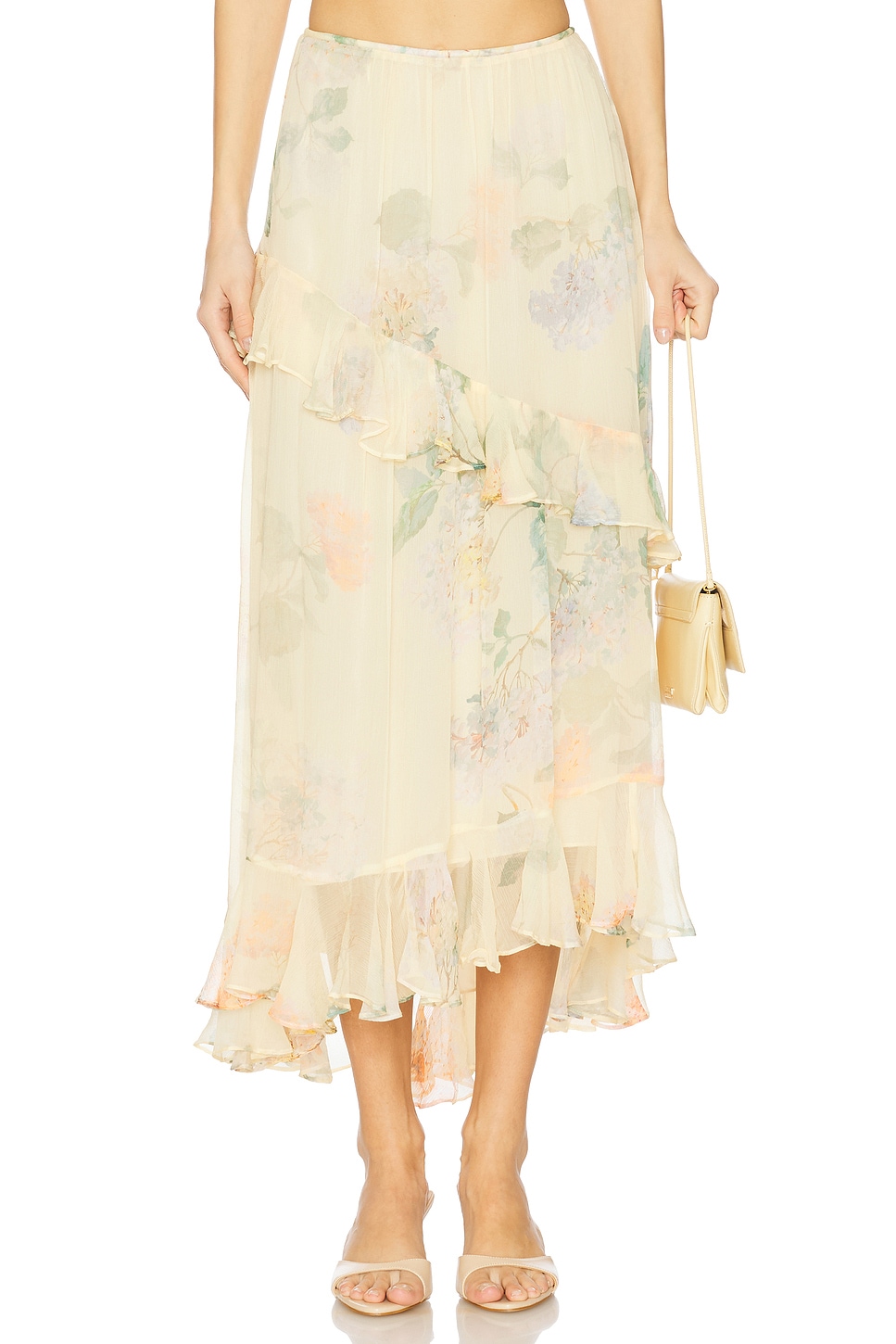 【Zimmermann】ILLUMINATE ASYMMETRIC SKIRT アシンメトリー Illuminate Asymmetric Skirt Lemon Hydrangea Online | Zimmermann