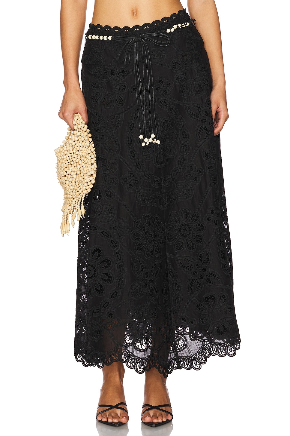 Zimmermann Rhiannon Embroidered Skirt in Black | REVOLVE