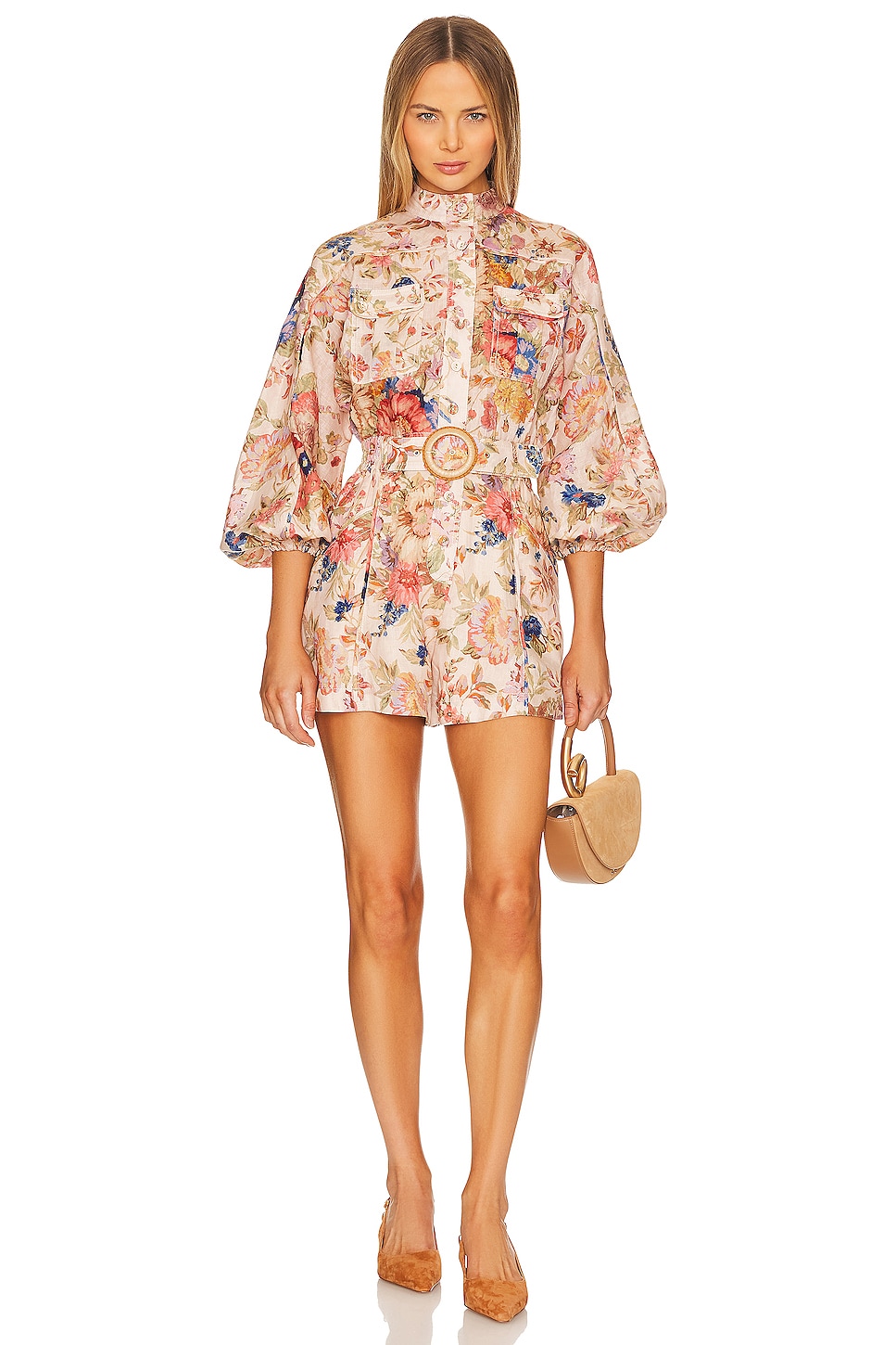 Zimmermann AUGUST 休闲连体裤– Cream Floral | REVOLVE