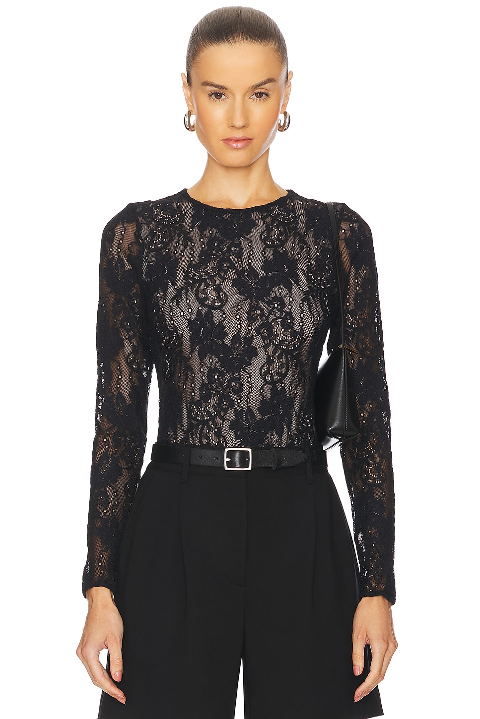 uenui lace body suit tops 黒 Zimmermann Lace Bodysuit in Black | REVOLVE