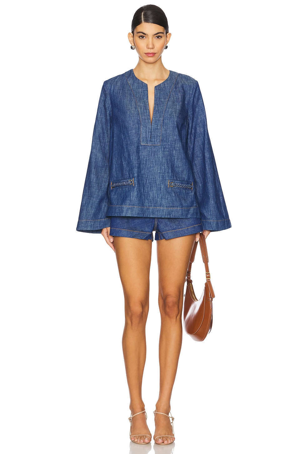 【Zimmermann】Wylie denim tunic Zimmermann Wylie Denim Tunic Top in Railway Blue | REVOLVE