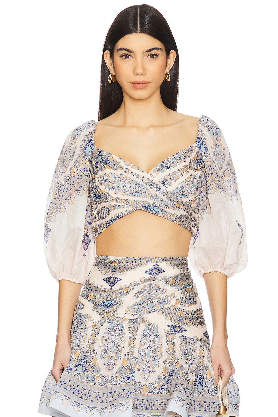 Zimmermann Pleated Bodice in Blue Paisley | REVOLVE