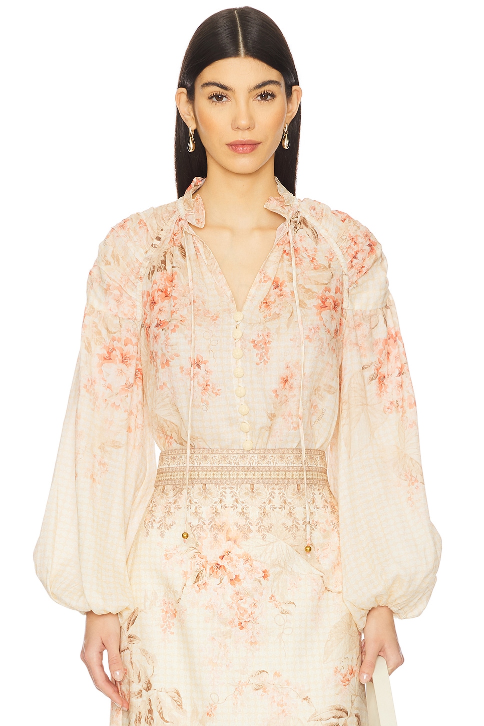 Tシャツ・カットソー Zimmermann SS25 'Illuminate Billow' blouse (3979TS251 CORF) Zimmermann Illuminate Billow Blouse - Bergdorf Goodman