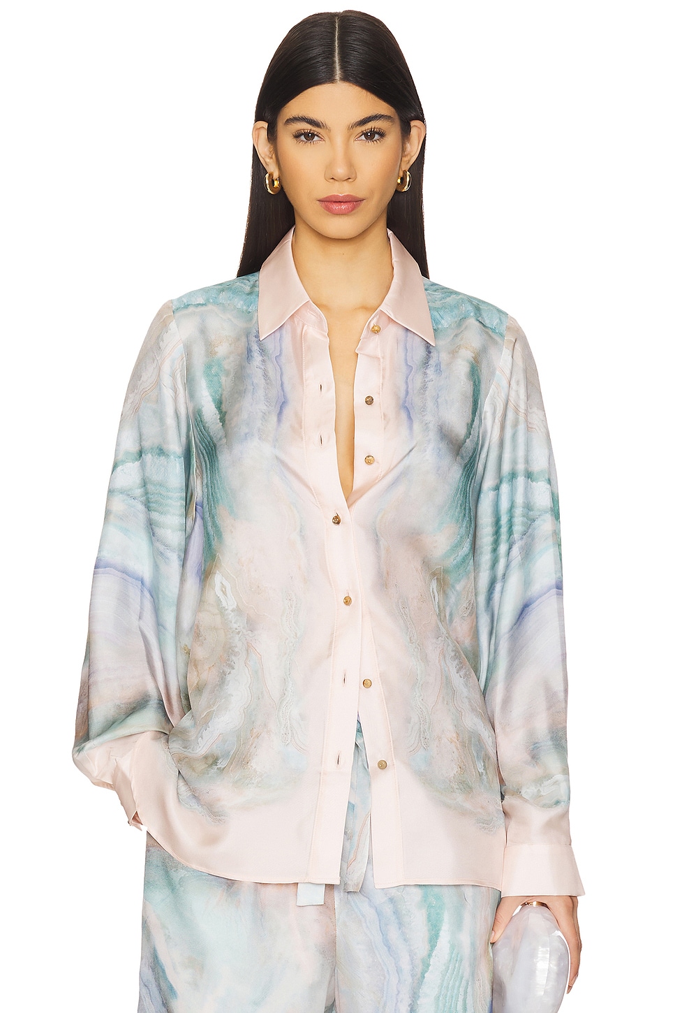 Tシャツ・カットソー ZIMMERMANN LIGHT BLUE TOP Zimmermann Illuminate Relaxed Shirt in Blue Agate | REVOLVE