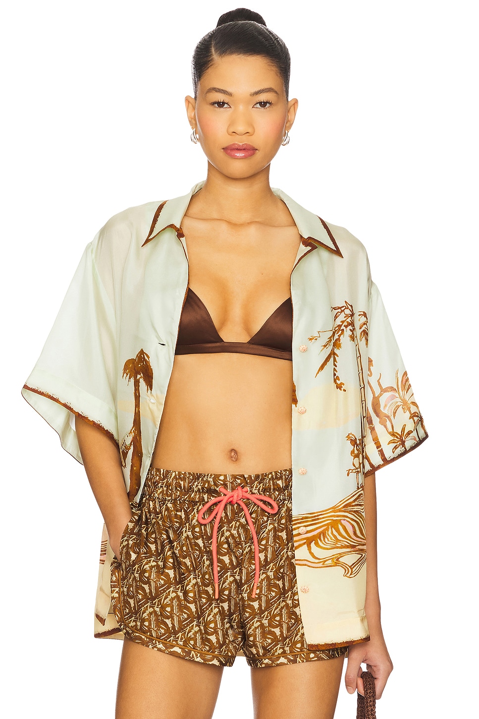 COCO⭐️ Zimmermann Coco Short Sleeve Shirt in Tropicana | REVOLVE