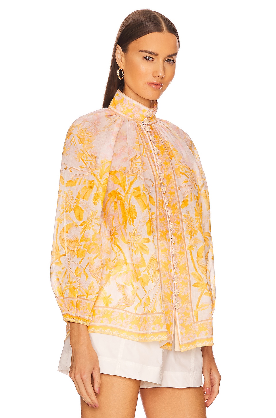 Zimmermann Billow Blouse in Yellow Palm