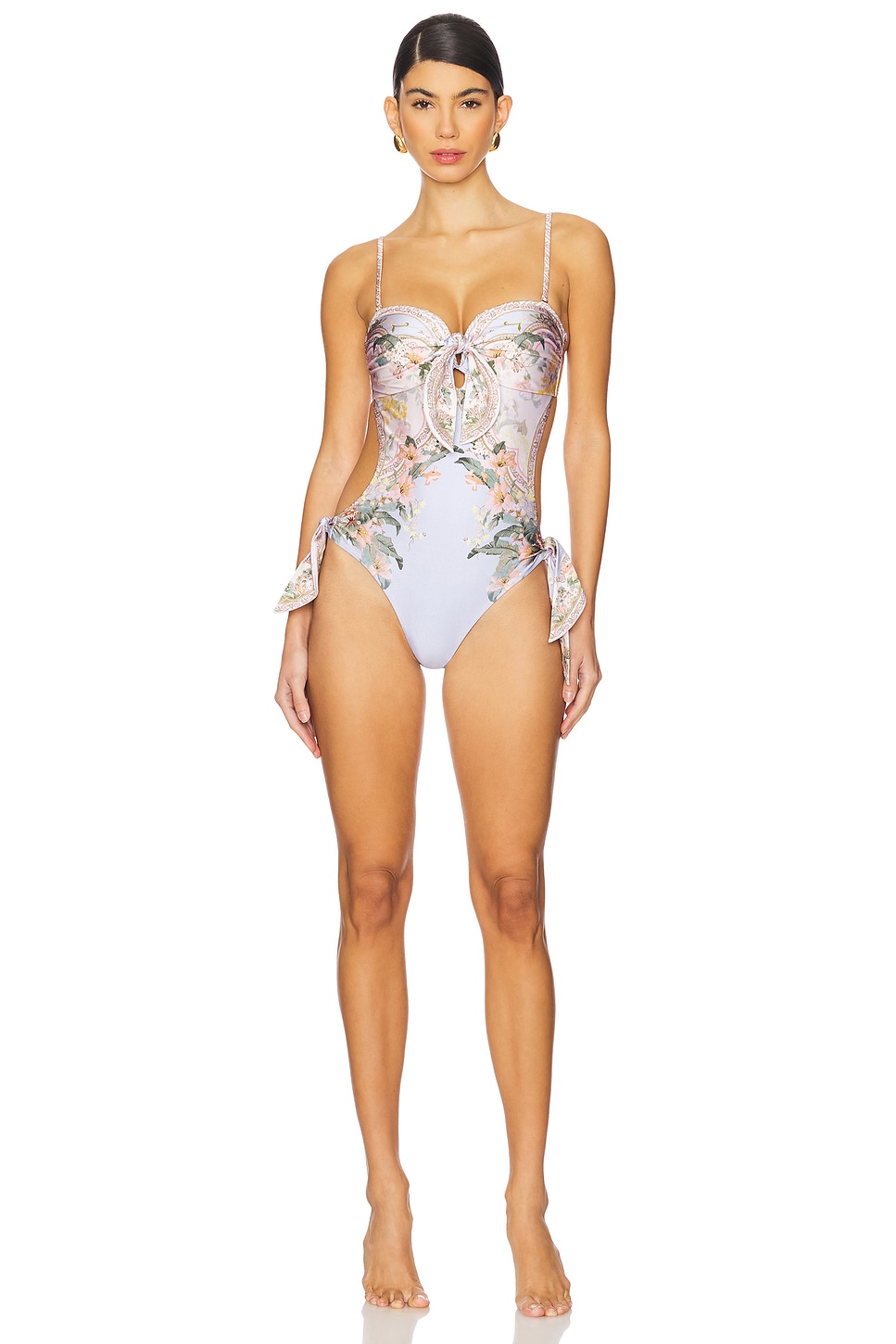 ZIMMERMANN☆関税込☆Wylie タイディテール プリントビキニ ZIMMERMANN Wylie strapless cutout tie-detailed printed