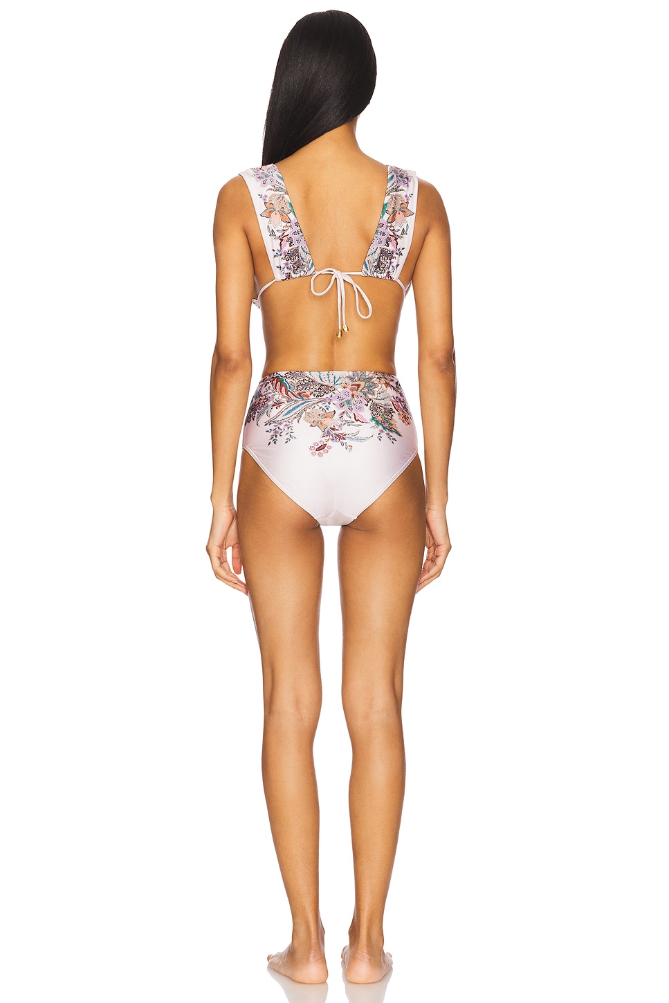 Zimmermann Rhiannon Wide Shoulder Bikini Set in Cream Multi