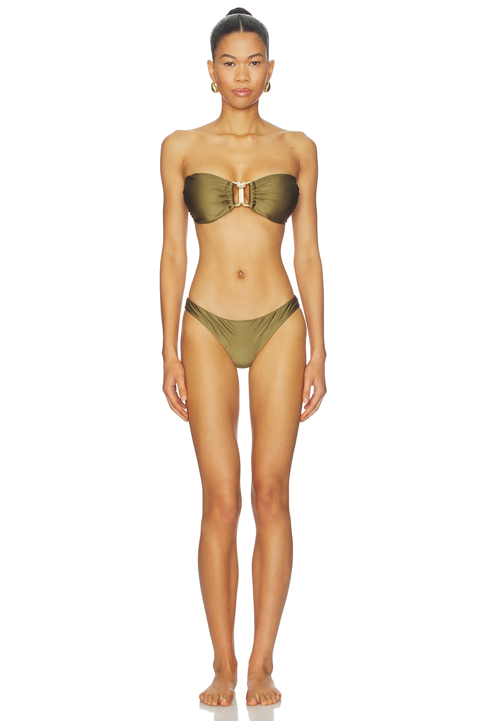 Back Design Bikini Olive（上下セット） Zimmermann Patience Bandeau Trim Bikini Set in Olive | REVOLVE
