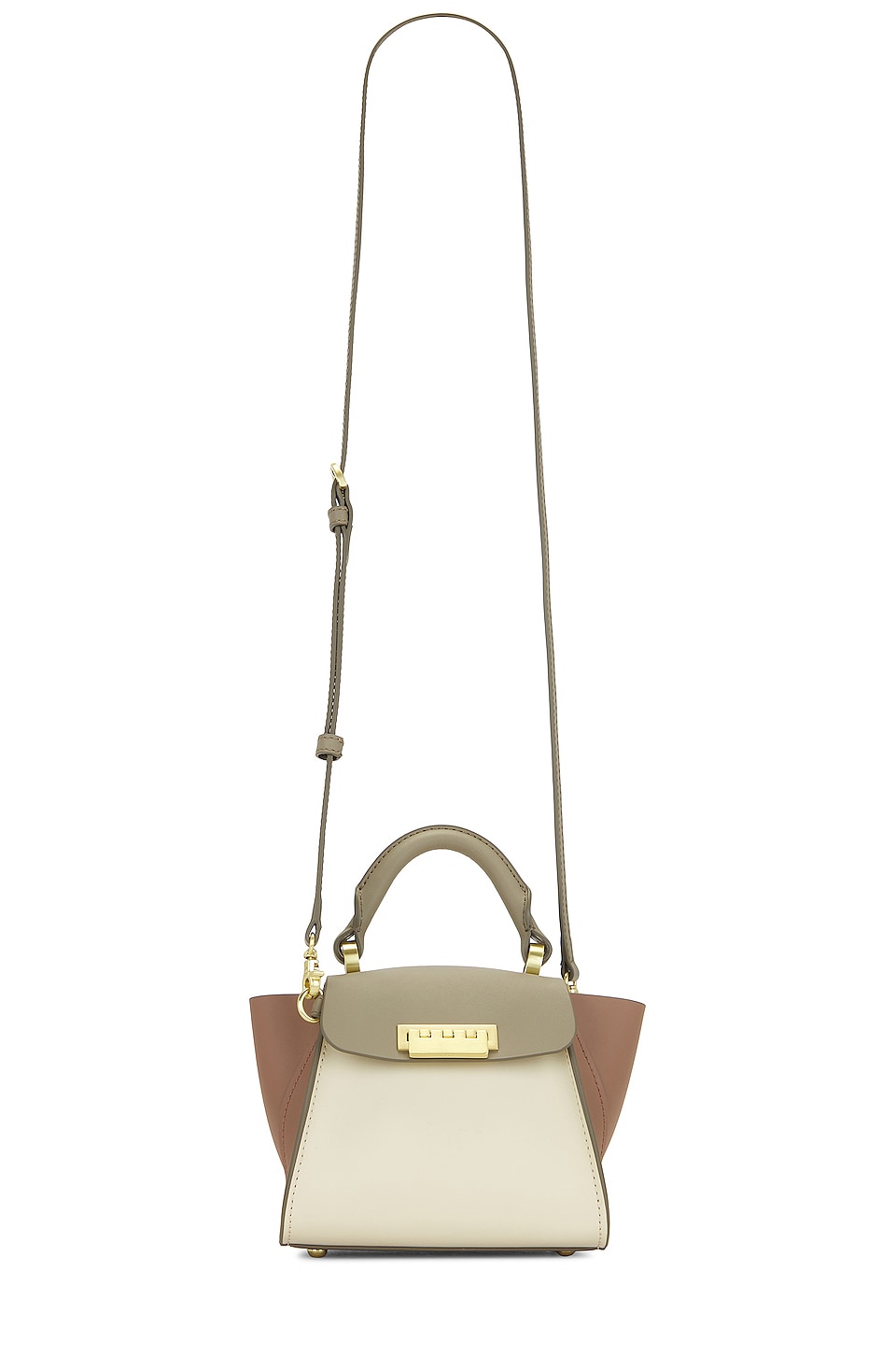 Zac Posen Earthette Small Double Compartment Leather Shoulder Bag