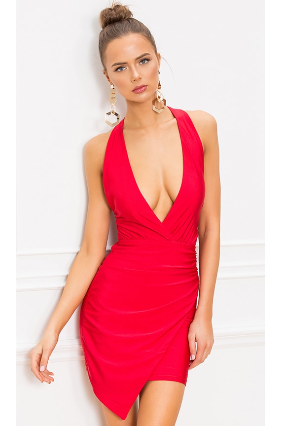 Image 1 of Alicya Drape Dress in Red