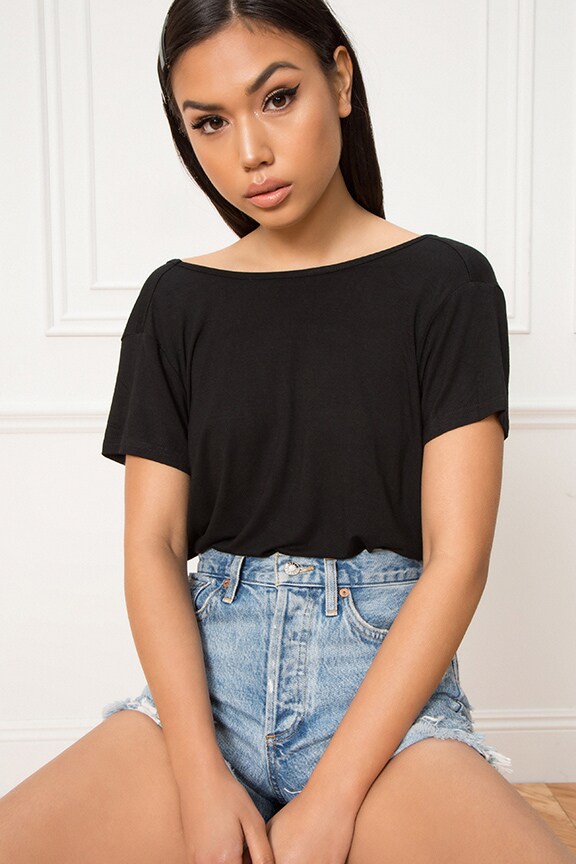 Image 1 of Isla Jersey Top in Black