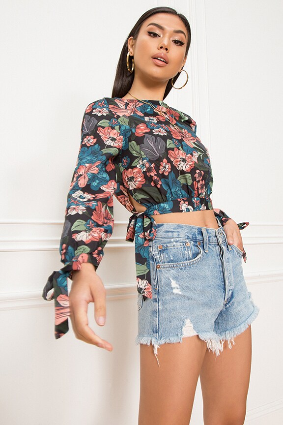 Image 1 of Nessa Top in Black Floral