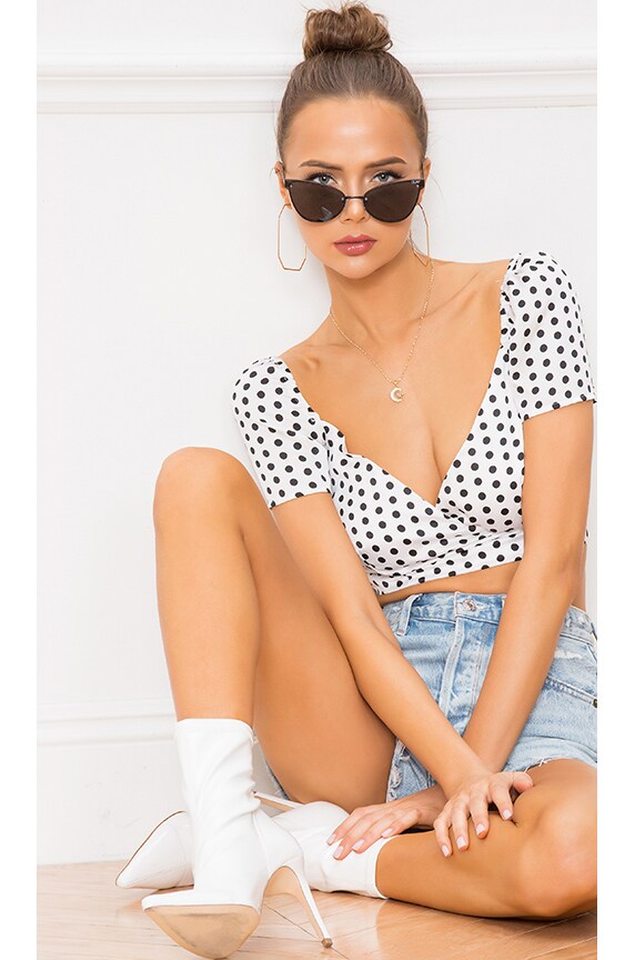 Image 1 of Dawn Crop Top in White & Black