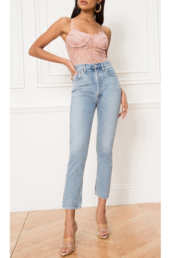 Shop Agolde Riley High Rise Straight Crop In Renewal
