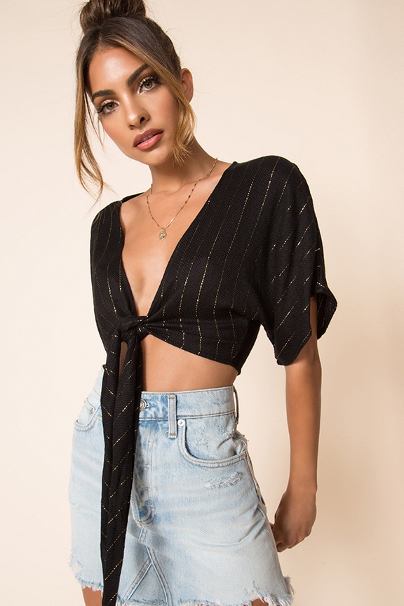 Image 1 of See You Around Crop Top in Black