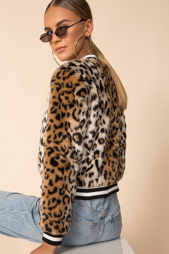 Bb dakota clearance leopard bomber jacket