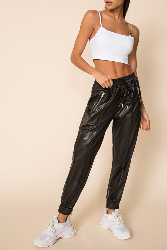 Image 1 of Running Wild Faux Leather Jogger in Running Wild