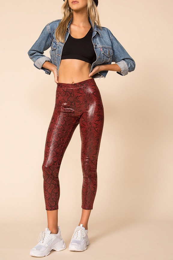 Image 1 of Vegan Leather Legging in Fired Up