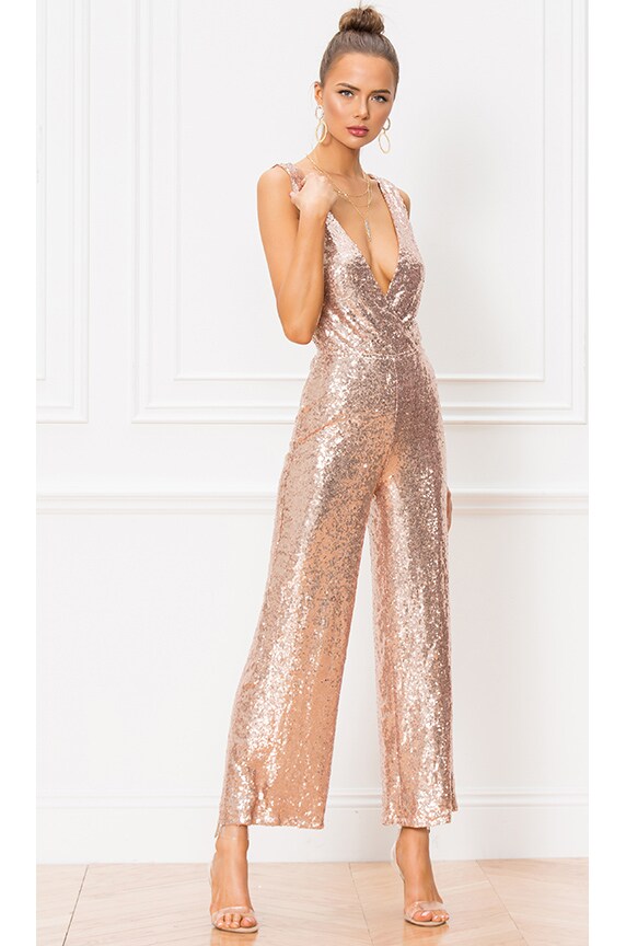 Image 1 of Brandy Wide Leg Jumpsuit in Rose Gold