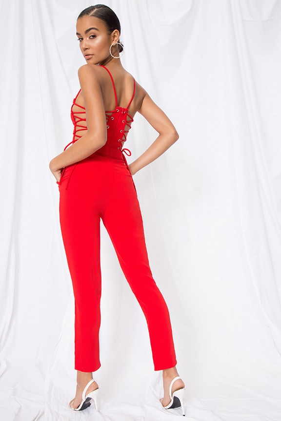 Image 1 of Kathleen Strappy Jumpsuit in Red