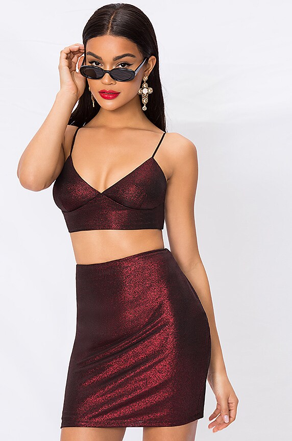 Image 1 of Cole Cami Set in Red Metallic