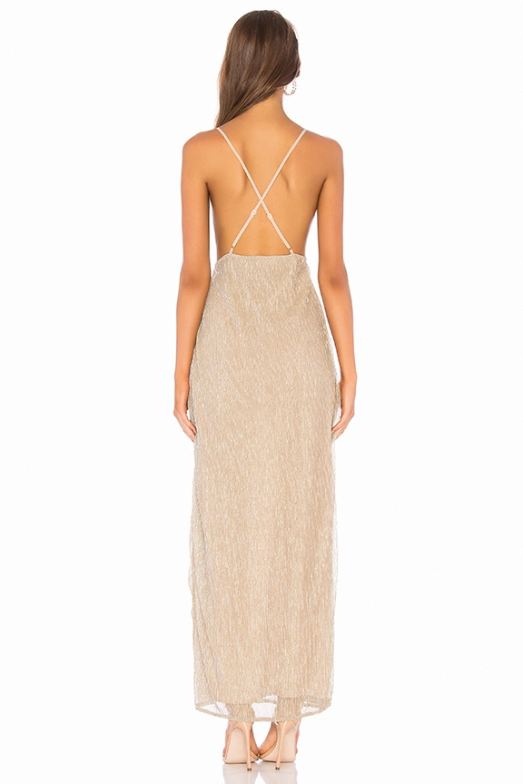 Shop Superdown Hailee High Slit Maxi Dress In Champagne