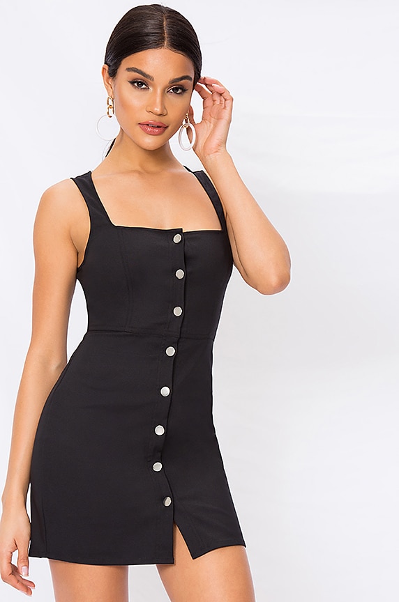 Image 1 of Demi Button Up Mini Dress in Black