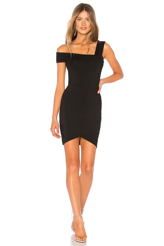 Image 1 of Fallon Asymmetrical Mini Dress in Black