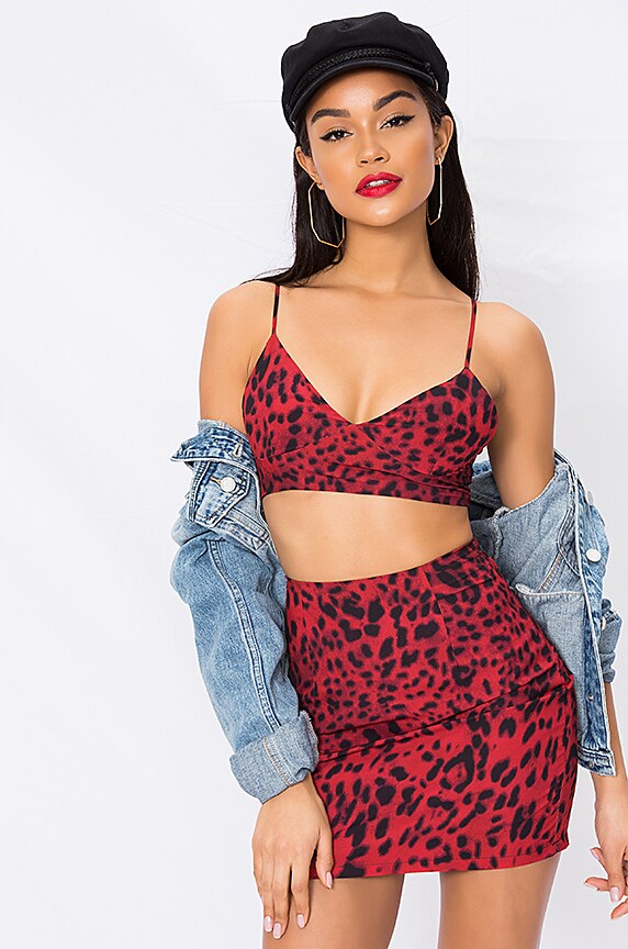 Image 1 of Cole Cami Set in Red Leopard