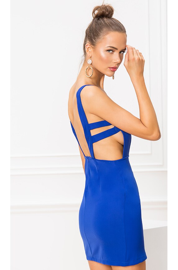 Image 1 of Arianna Strappy Mini Dress in Blue