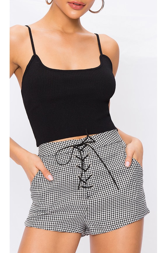 Image 1 of Jazmin Houndstooth Shorts in Black & White
