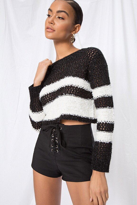 Image 1 of Myla Cropped Sweater in Black & White