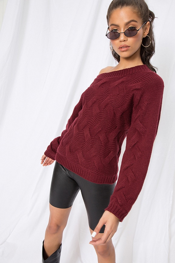 Image 1 of Raquel Woven Sweater in Wine Red