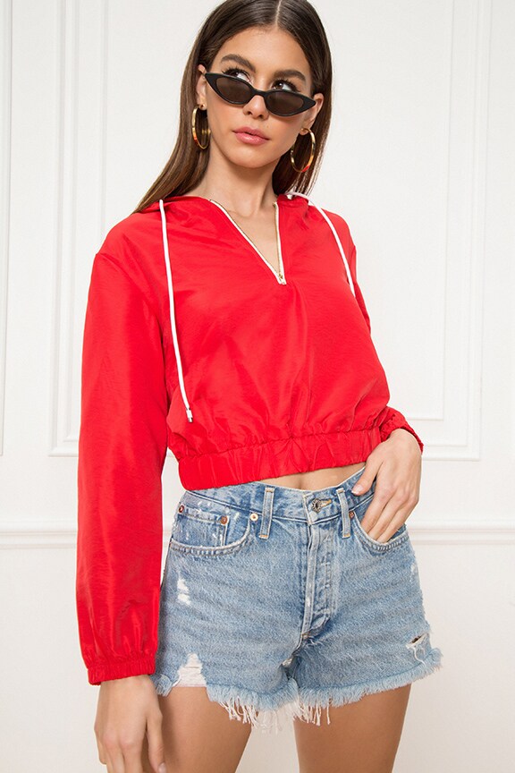 Image 1 of Isabella Pullover Windbreaker in Red