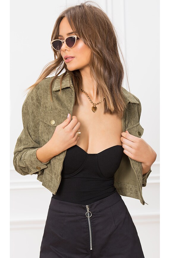 Image 1 of Hannah Corduroy Jacket in Olive Green