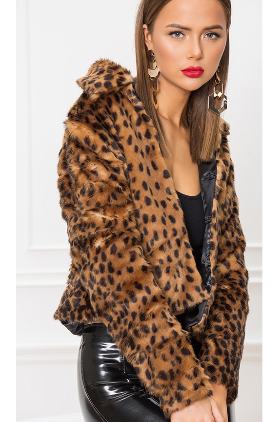 Image 1 of Casey Leopard Faux Fur Coat in Leopard